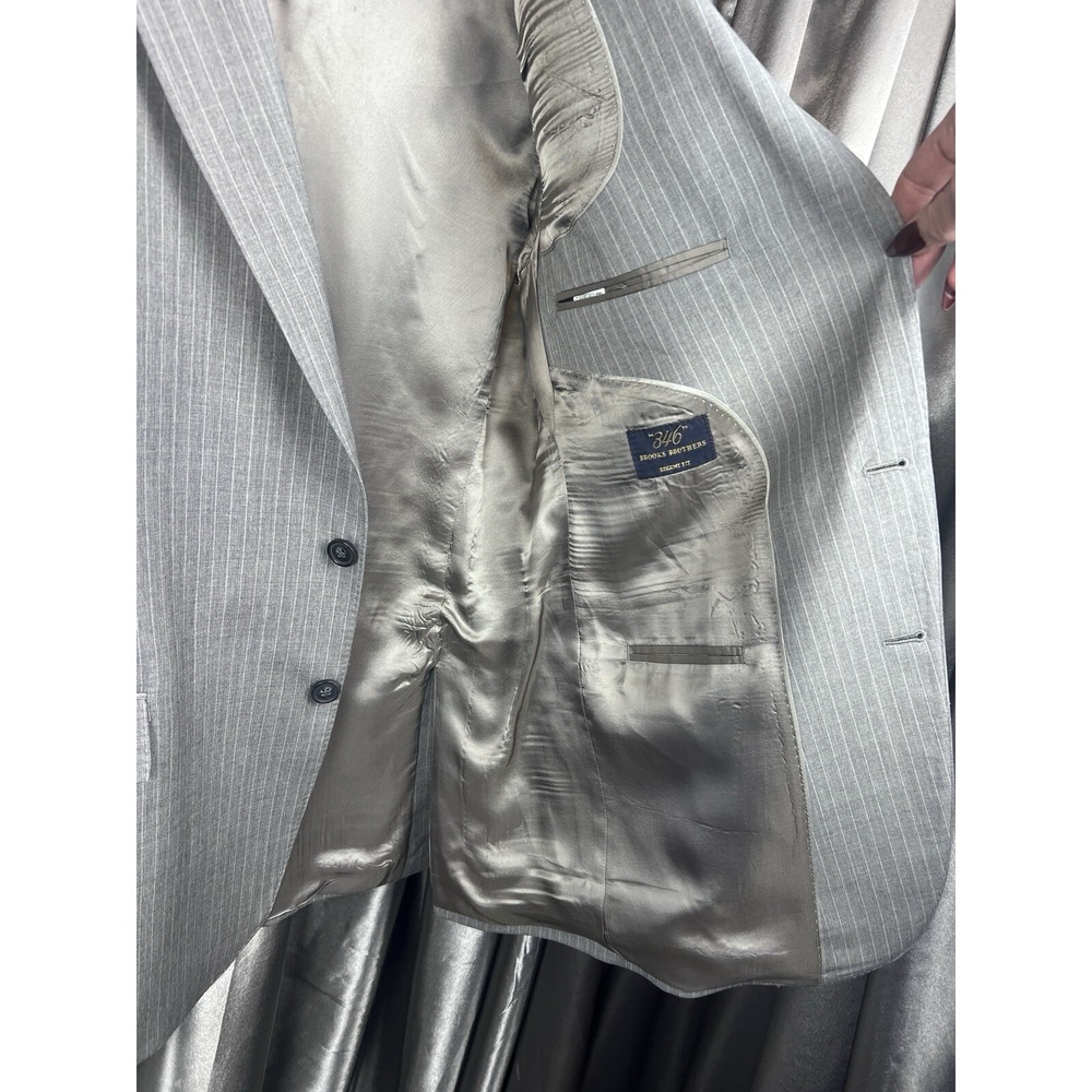 Brooks Brothers Regent Fit 41L Men's Coat Jacket Gray Stripe Tollegno 1900 Italy - Picture 12 of 16